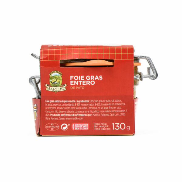 FOIE GRAS ENTERO DE PATO 130-G EN CONSERVA Martiko