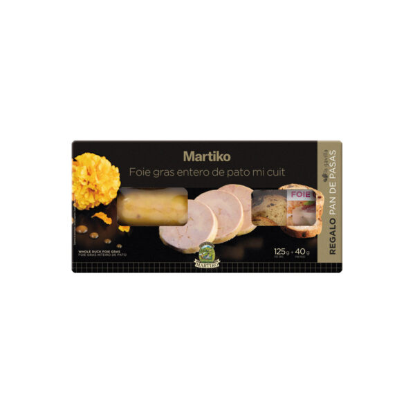 Foie gras entero de pato mi cuit 125 g + Regalo pan de pasas