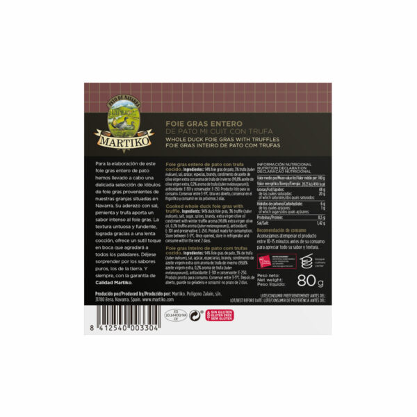 FOIE GRAS PATO CON TRUFA 80 G Martiko