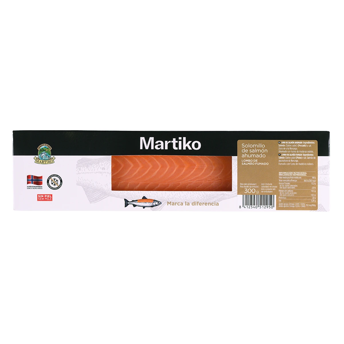 Solomillo de salmón ahumado noruego Premium Martiko 300 g